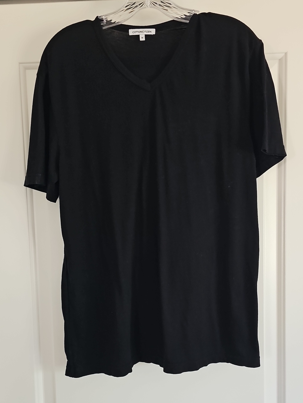 COTTON CITIZEN Women's Black Cotton V Neck T-Shirt Sz M
